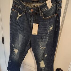 Distressed Blue Jeans